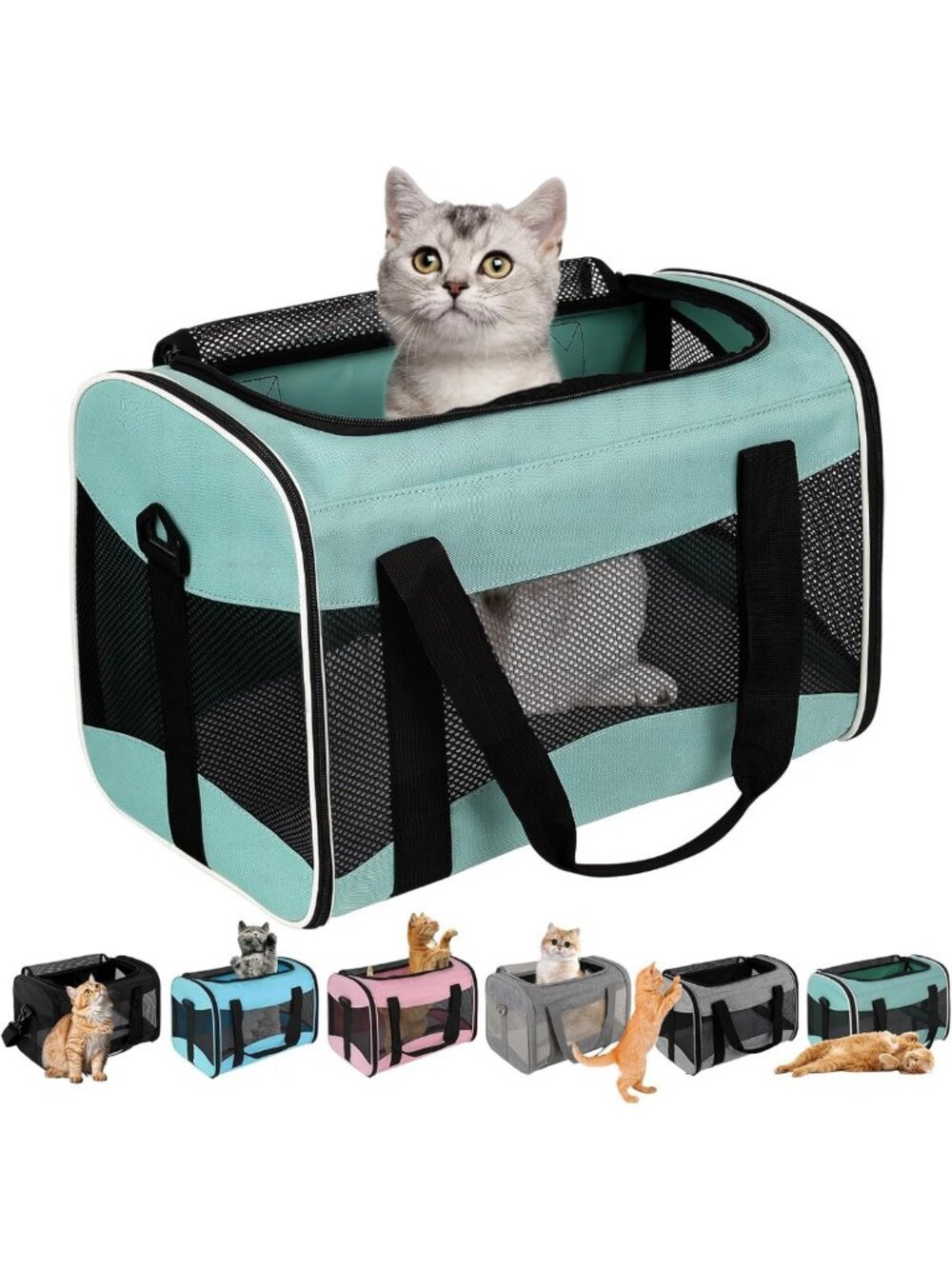 Soft-Sided Pet Carrier for Cats & Small Dogs, TSA Approved, Collapsible Travel